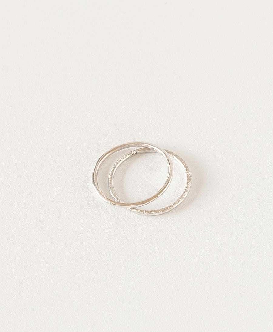 Damen V Design Lab Fingerringe | Essentials Thin Ring (Matt) Mit Weissgold Vergoldet