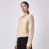 Damen 7115 by Szeki Oberteile | Strickpullover Chunky Cropped Sweater - Hellbeige