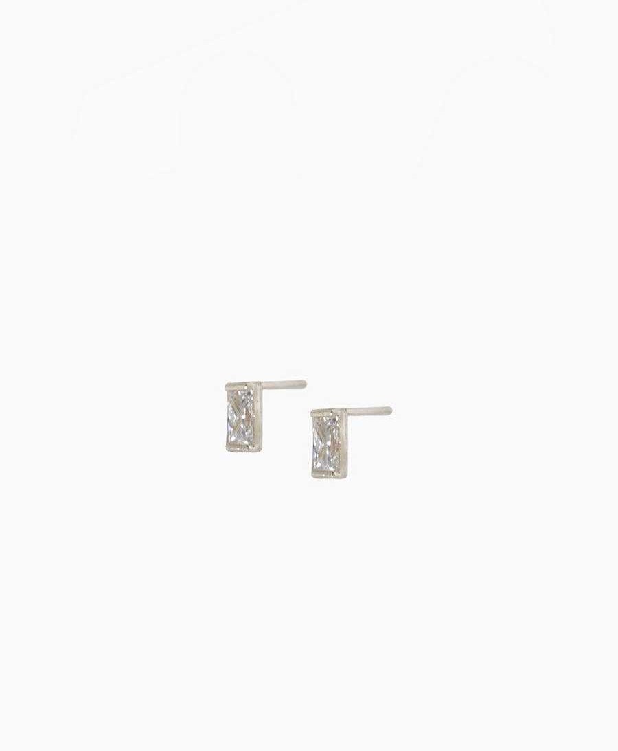 Damen Wild Fawn Ohrringe | Ohrstecker Silber "Rectangle Gemstone Stud"