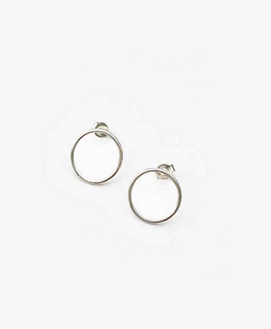 Damen V Design Lab Ohrringe | Small Circle Ohrstecker Mit Weissgold Vergoldet