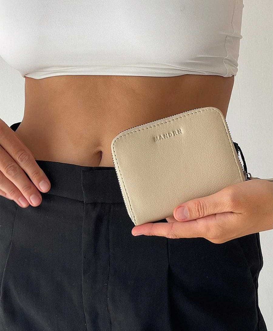 Damen MANDRN Portemonnaie | Portemonnaie Aus Leder - Quin Wallet Bone