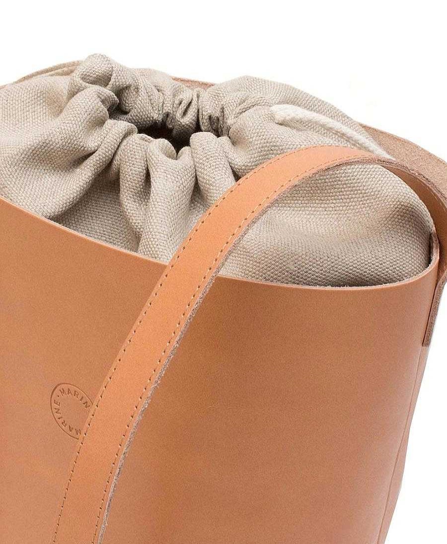 Damen Marin et Marine Taschen | Grosse Bucket Bag Aus Leder - Natur