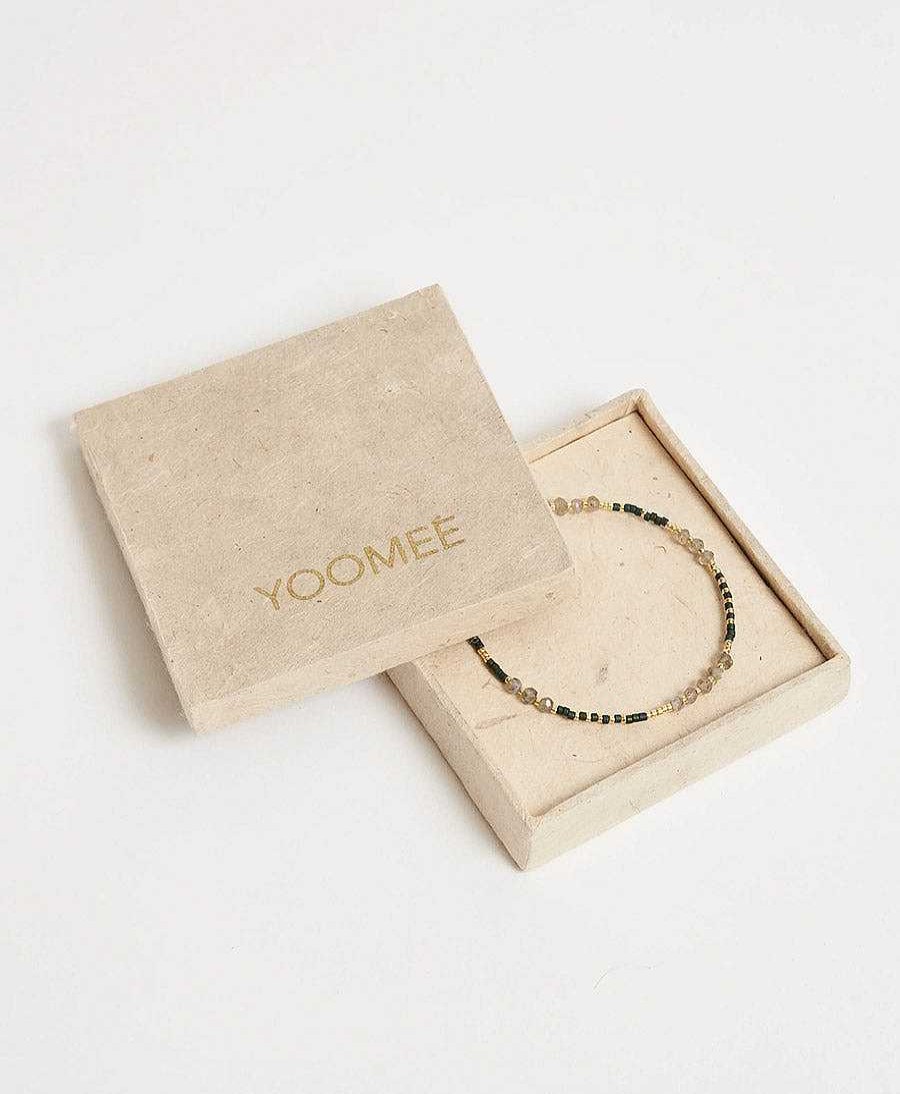 Damen YOOMEE Bracelet & Armringe | Bracelet Dina Vergoldet - Labradorit - Emerald