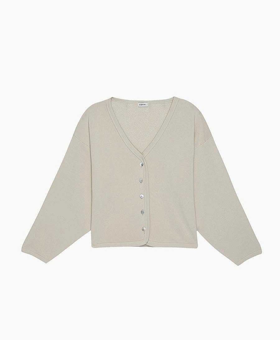 Damen DONNI. Oberteile | The Eco-Fleece Cardigan - Beige