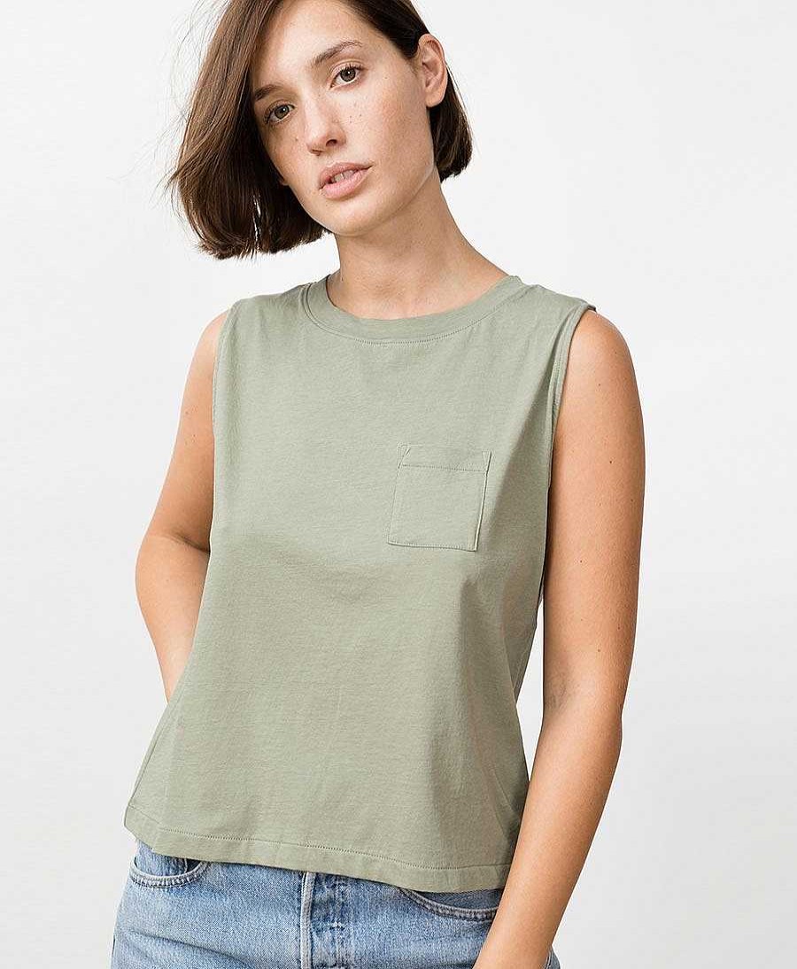 Damen JUNGLE FOLK Oberteile | Pocket Tee Lima - Pastellgr N / Almond Green