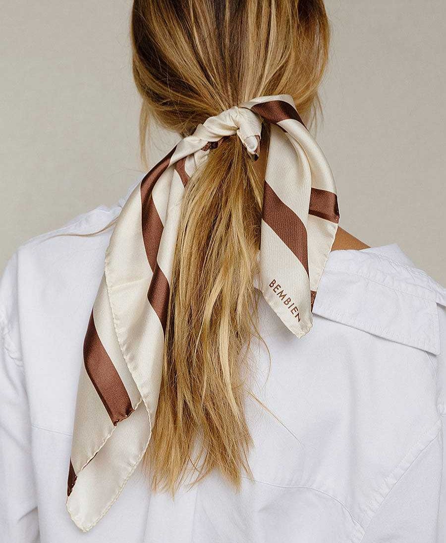 Damen BEMBIEN M Tzen, H Te & Schals | Seiden-Foulard "Chiara Scarf" - Creme / Chocolate