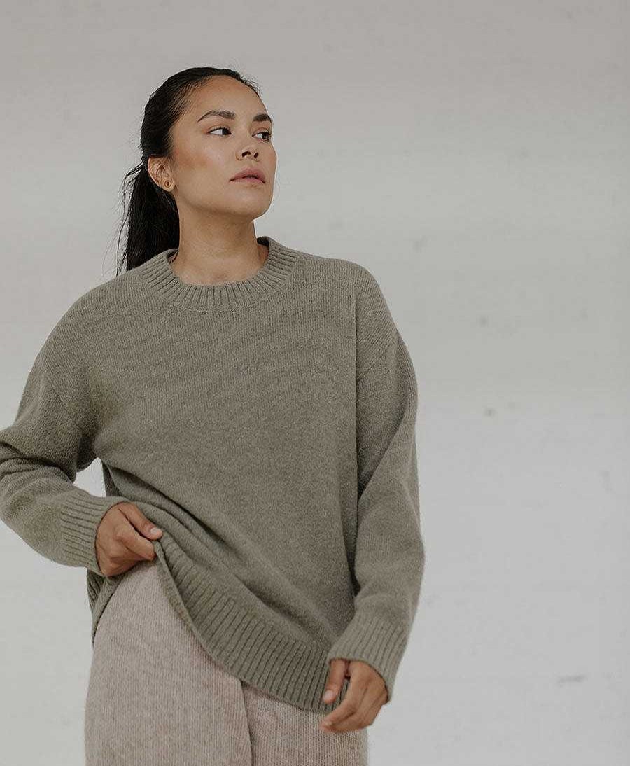 Damen BARE Knitwear Oberteile | Classic Crew Strickpullover - Lichen