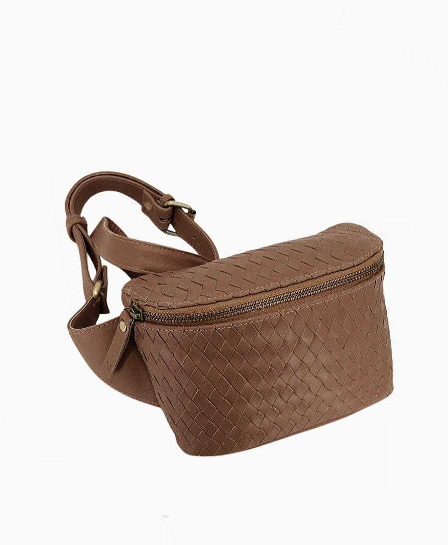 Damen MANDRN Taschen | Bauchtasche Aus Gewebtem Leder - The Woven Remy Tan