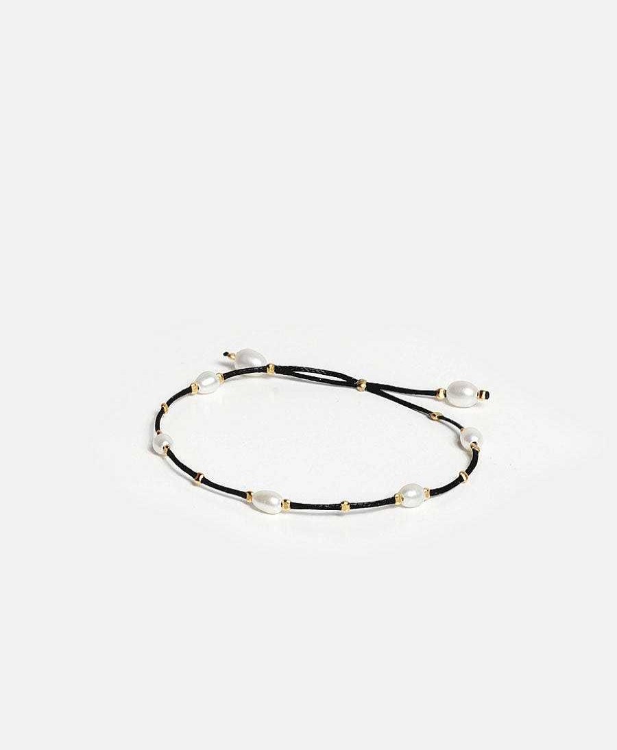 Damen YOOMEE Bracelet & Armringe | Bracelet Crystal Dots Vergoldet - Perlen - Schwarz