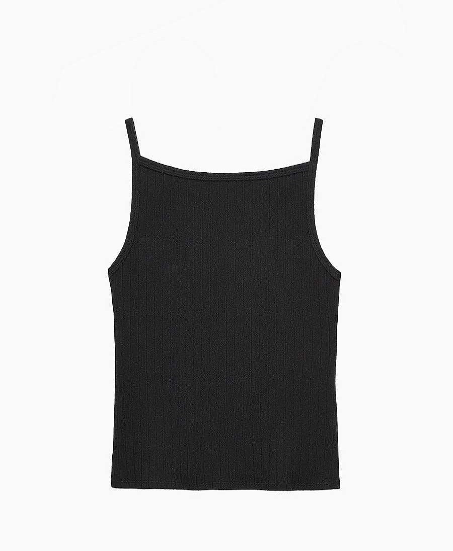 Damen DONNI. Oberteile | Tanktop Sweater Rippenstrick - Schwarz