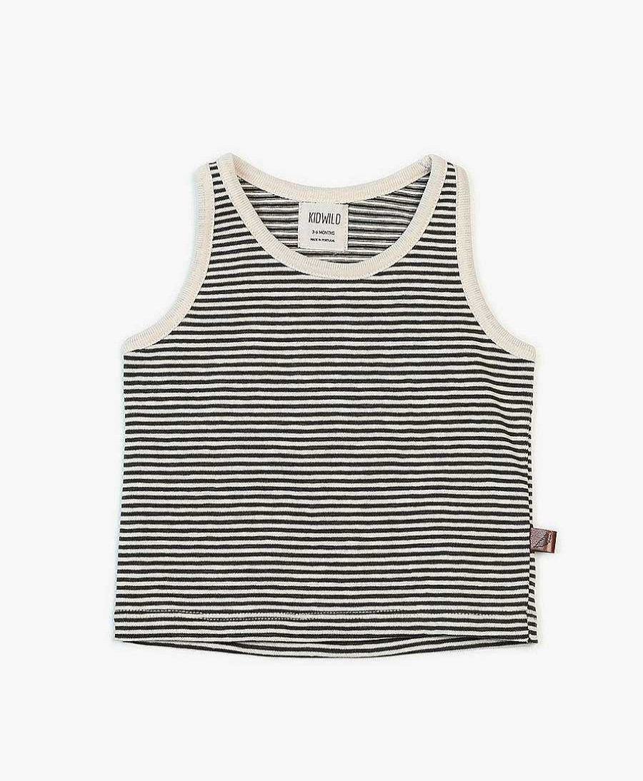 Kinder Kidwild Kinderkleidung | Organic Tank Top - Gestreift - Raven Stripe