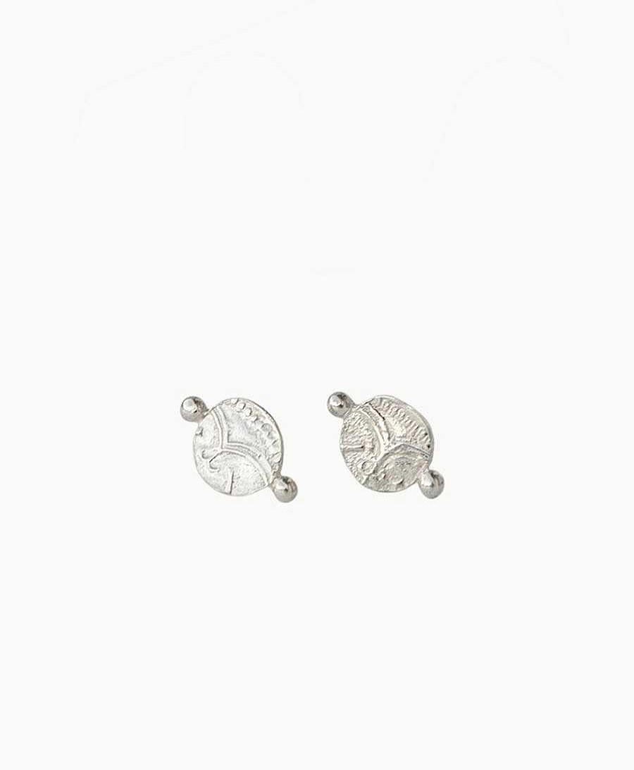 Damen Wild Fawn Ohrringe | Ohrstecker Silber "Mini Tresoro Coin Stud"