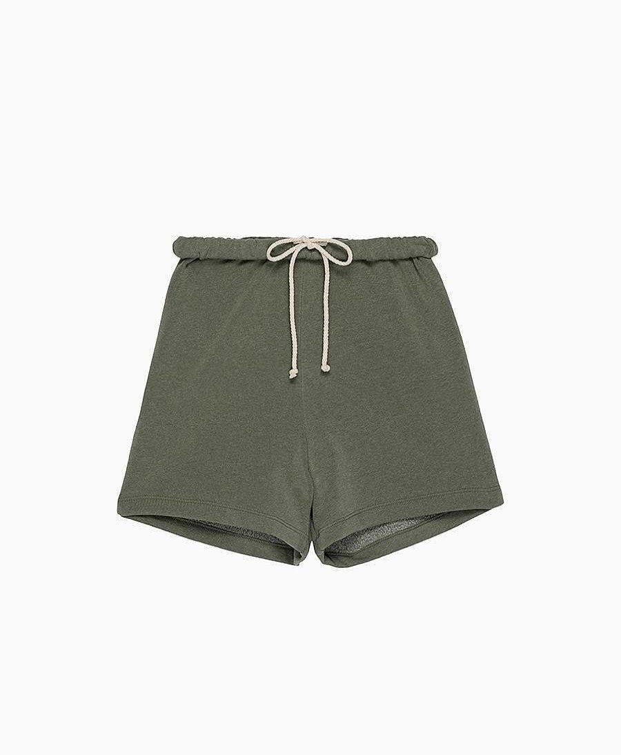 Damen DONNI. Unterteile | Eco Fleece Roll Short - Kurze Trainerhose - Sage / Salbeigr N