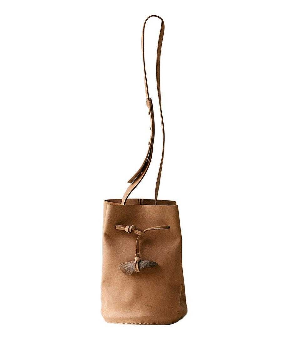 Damen Tigre de Salon Taschen | A'Mia Bucket Bag Aus Leder - Natur