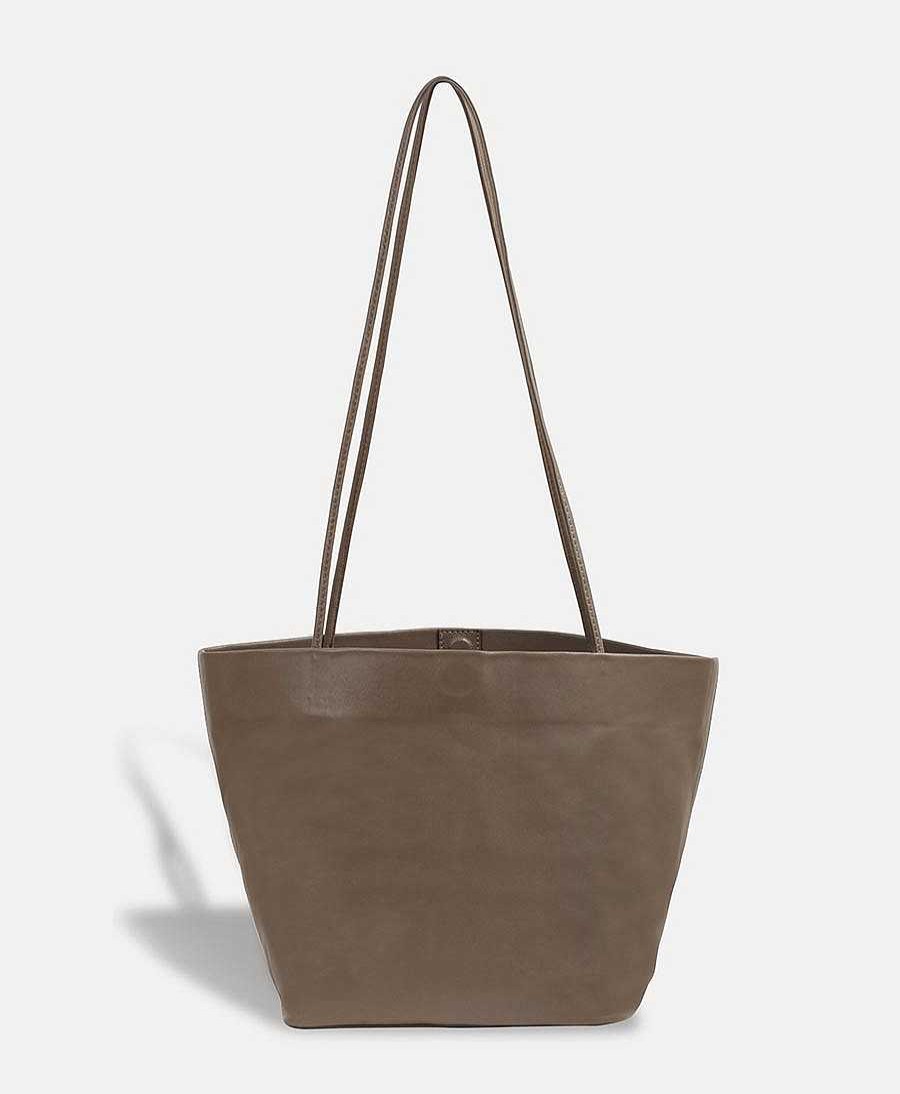 Damen Modern Weaving Taschen | Schultertasche "Bucket" - Lammleder, Graubraun