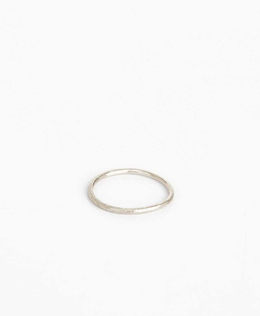 Damen V Design Lab Fingerringe | Essentials Thin Ring (Matt) Mit Weissgold Vergoldet