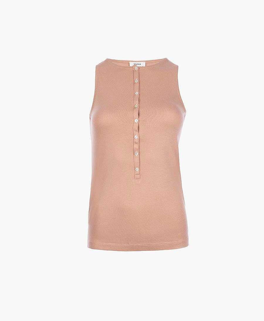 Damen By Signe Oberteile | Yakamoz Tanktop Aus Viskose Mit Kn Pfen - Altrosa