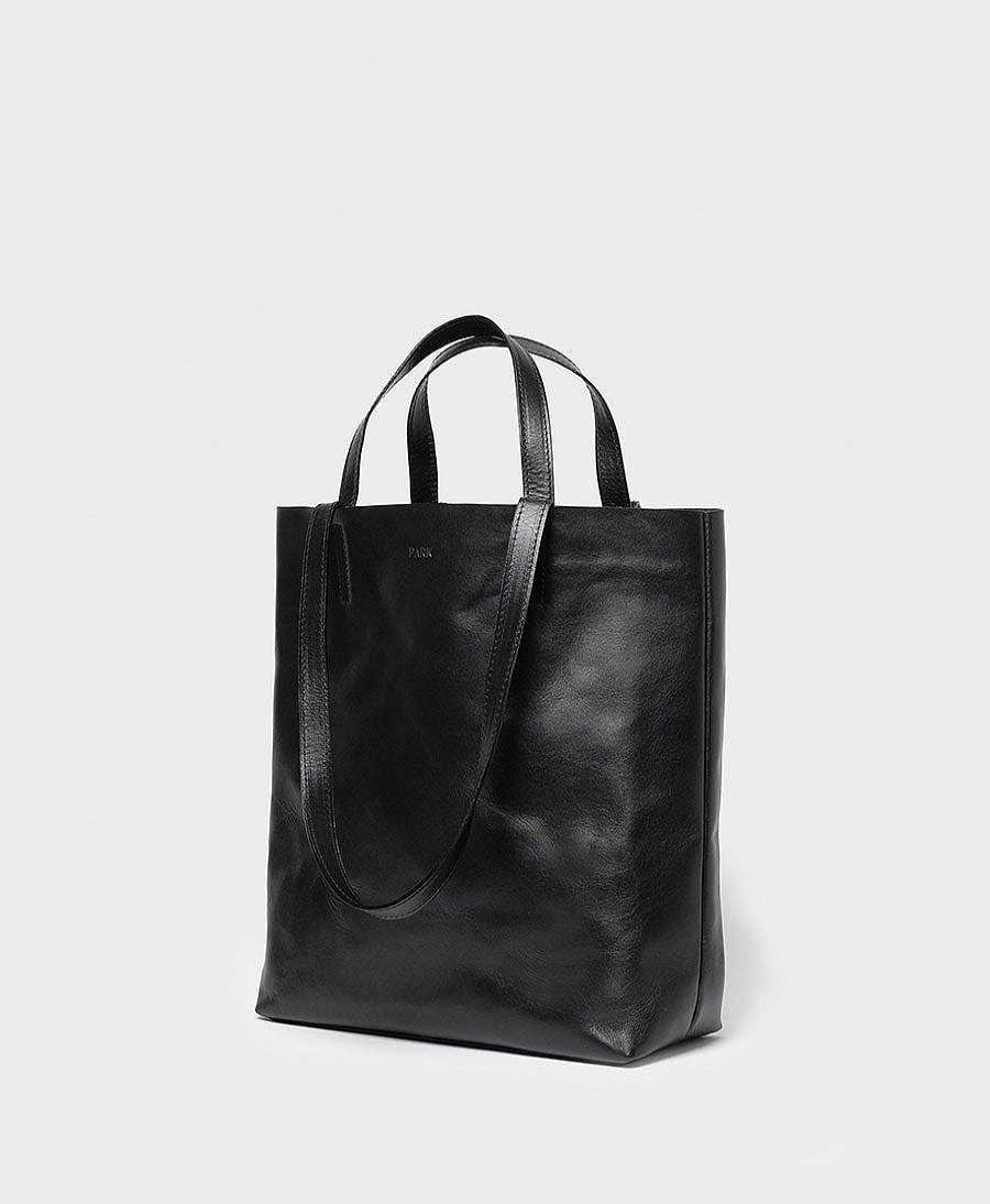 Damen PARK Taschen | Schultertasche / Tragetasche Small Tote Bag Aus Schwarzem Leder