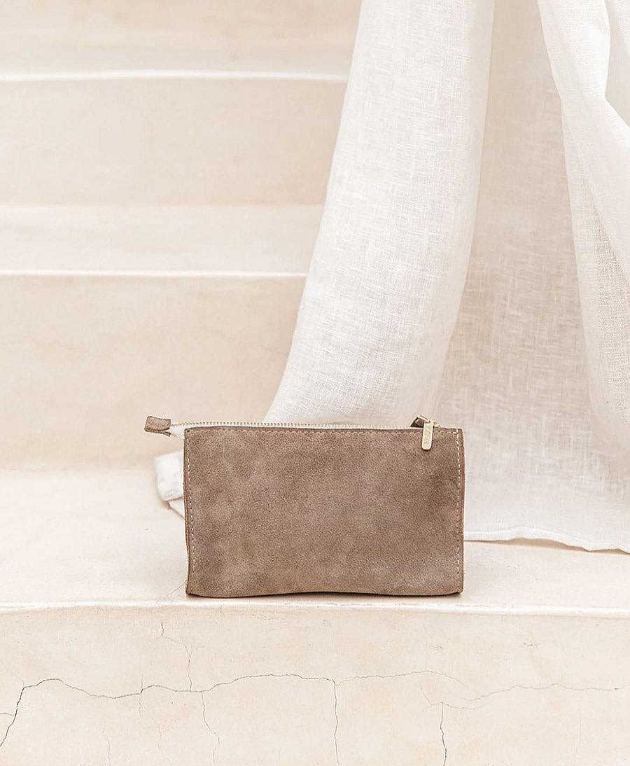 Damen YOOMEE Taschen | Denya Necessaire Aus Leder - Taupe