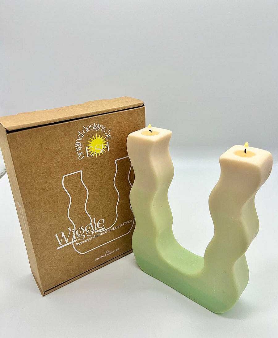 Lifestyle Esh Candle Raumdekoration | Kerze Gradient Wiggle - Mint