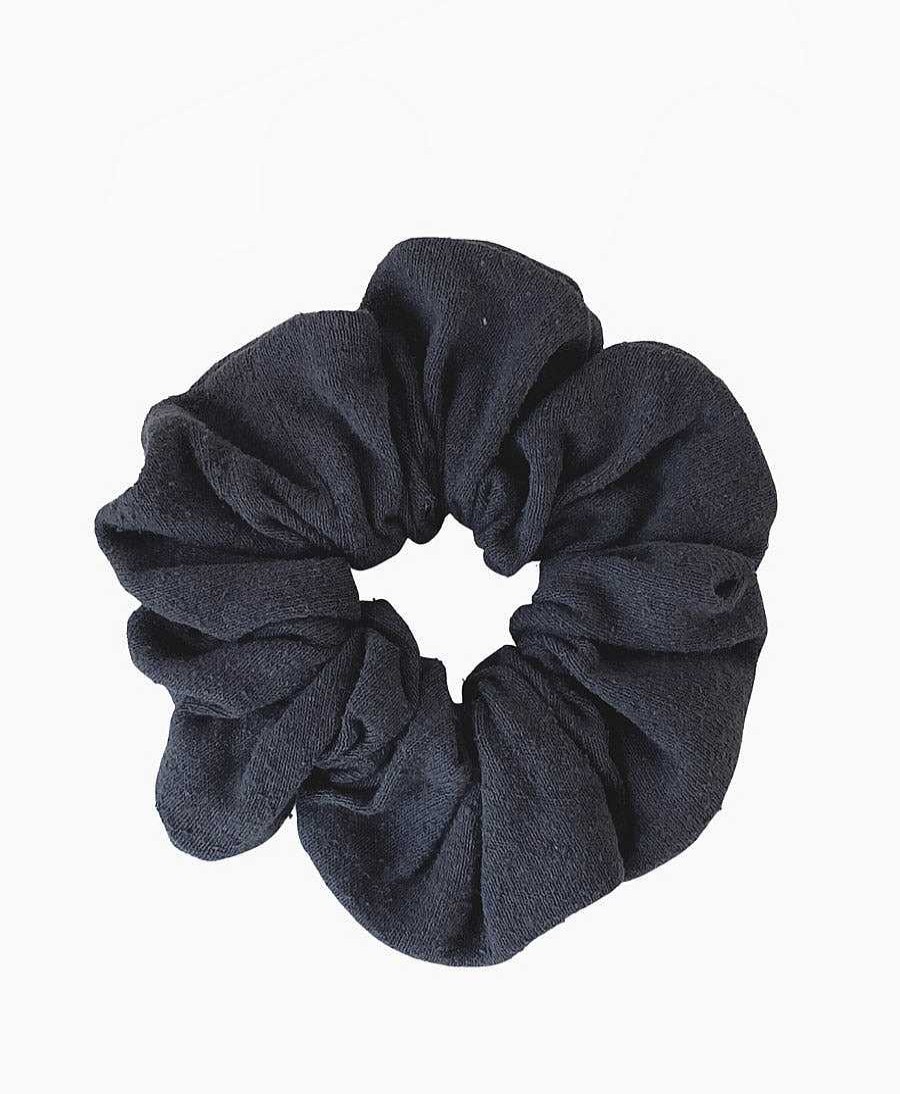 Damen Clomes Haaraccessoires | Grosses Scrunchie Aus Bourette Seide - Schwarz