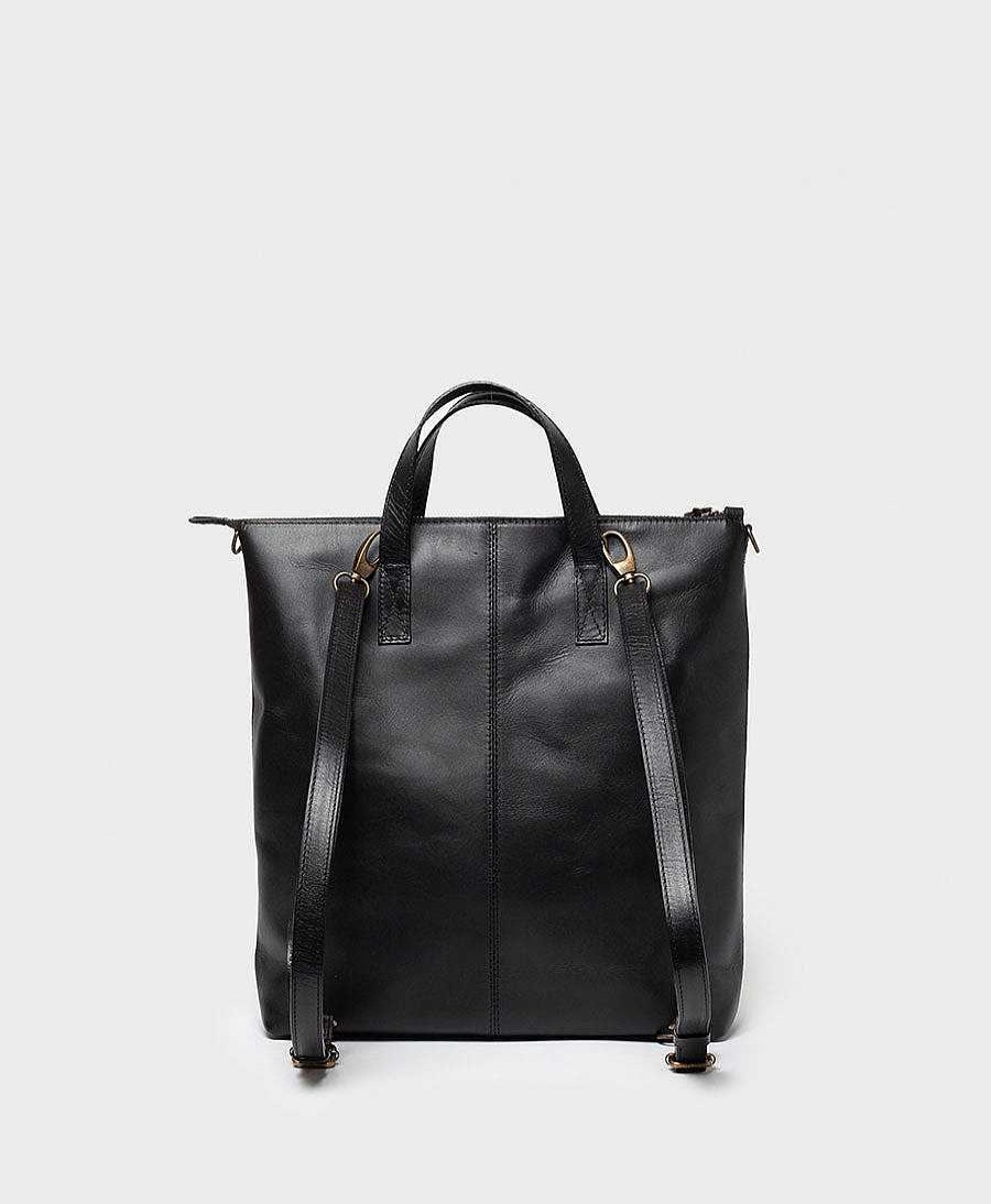 Damen PARK Taschen | 3 In 1 Rucksack / Ledertasche Mit Reissverschluss - Schwarz