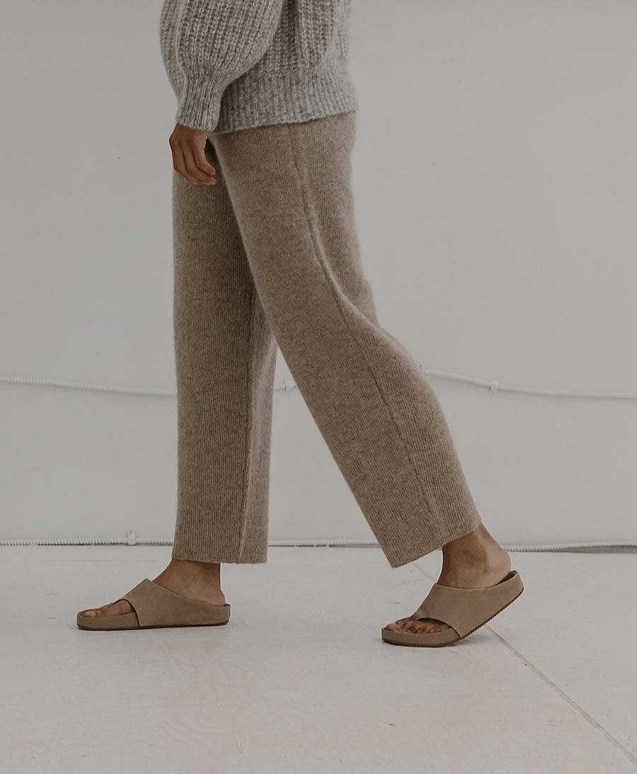 Damen BARE Knitwear Unterteile | Strickhose Aus Alpakawolle - Beige