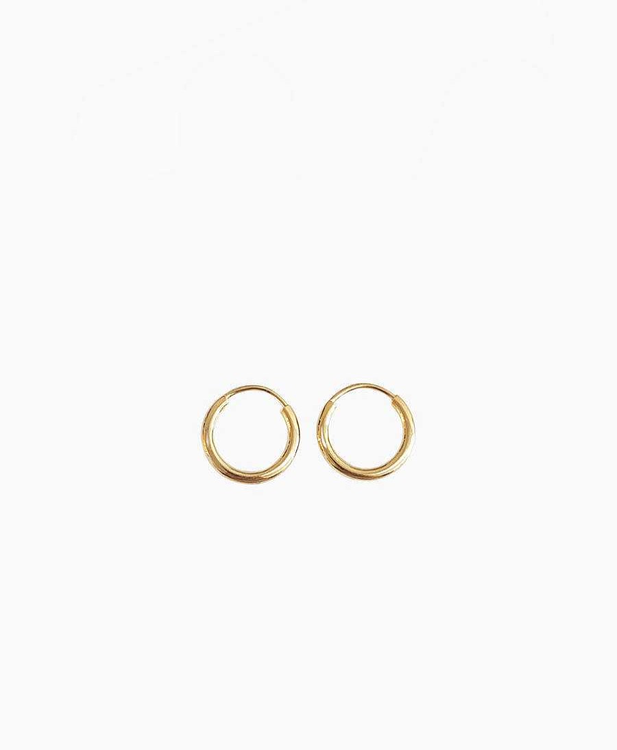 Damen Clomes Ohrringe | Breite Mini Creolen 13Mm - Echtgold