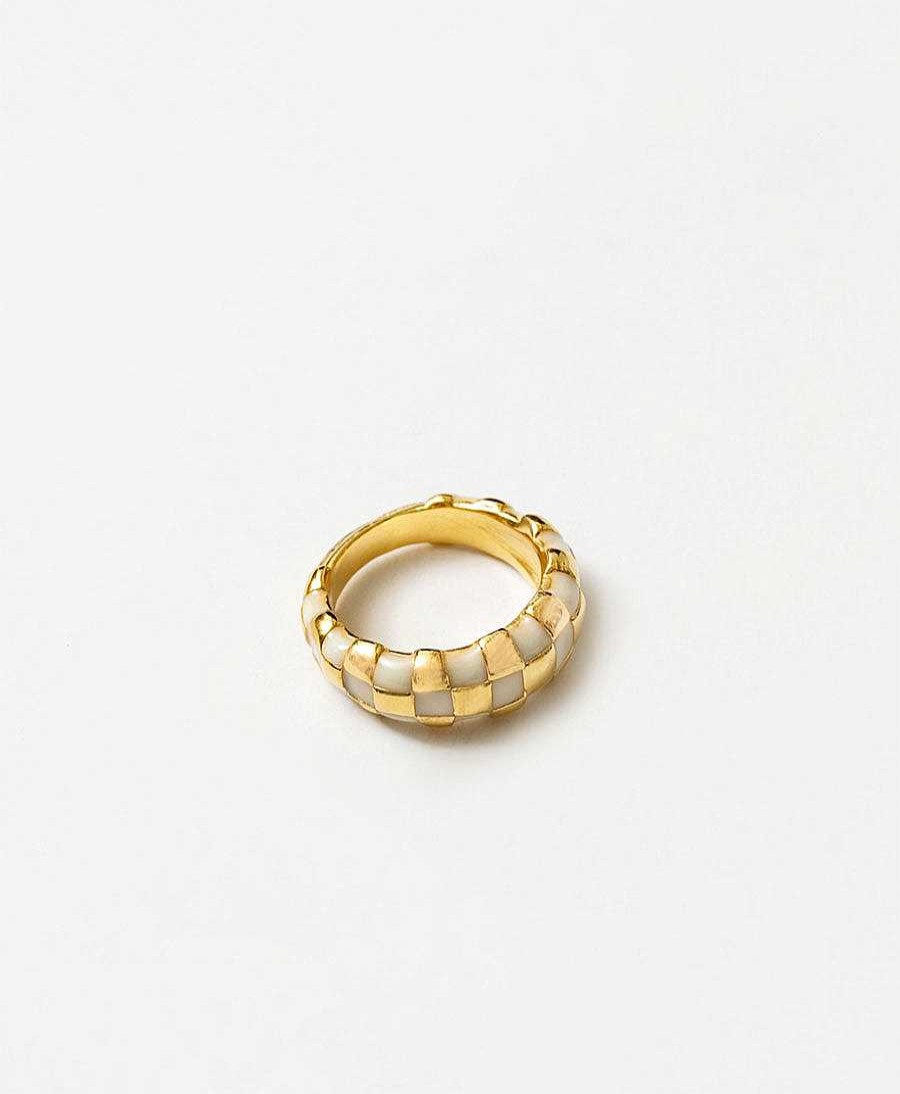 Damen Wolf Circus Fingerringe | Vergoldeter Fingerring "Libby" Kariert